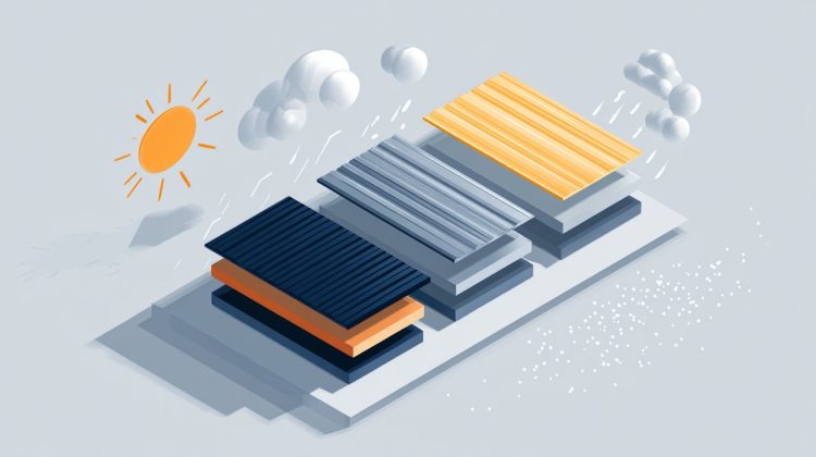 An isometric illustration comparing different durable roofing materials.
