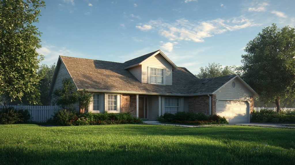 A beautiful residential house with a well-maintained roof.