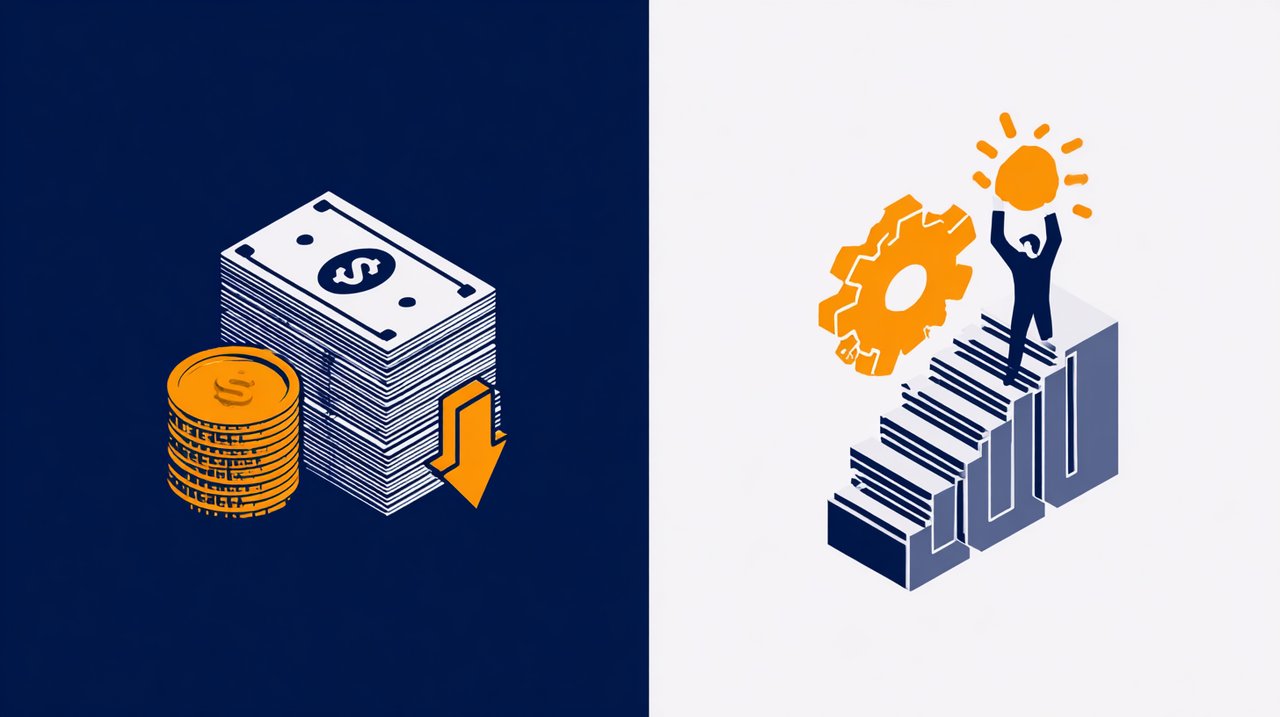 A visual comparison of debt repayment methods focusing on savings and motivation.