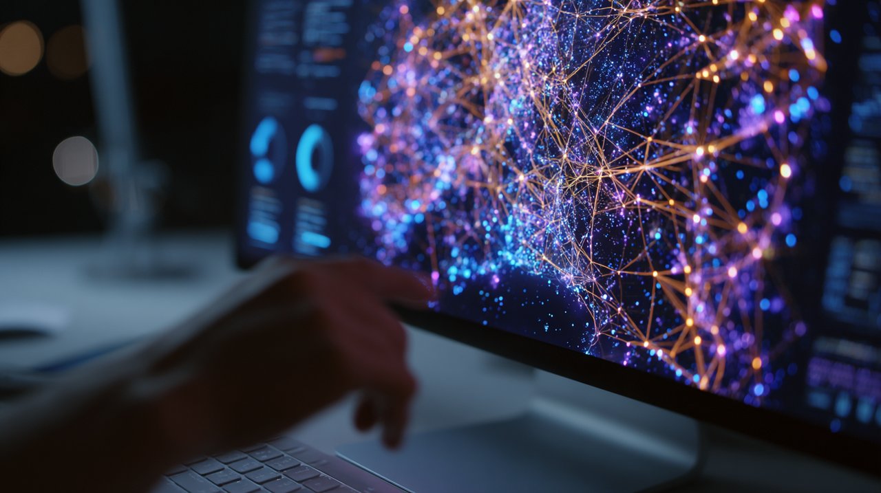 A digital knowledge graph displaying interconnected notes and ideas.