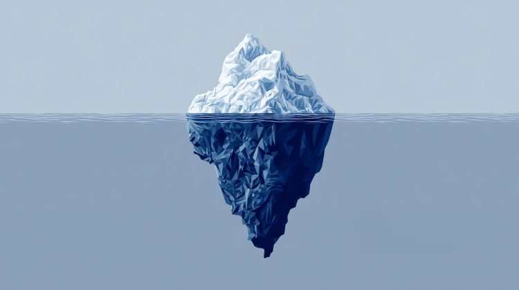 An illustration of an iceberg showing visible and hidden costs.