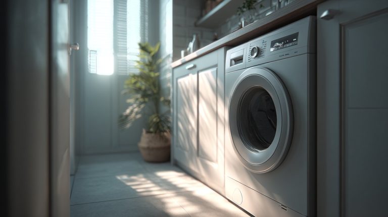 Modern compact laundry space in a small apartment