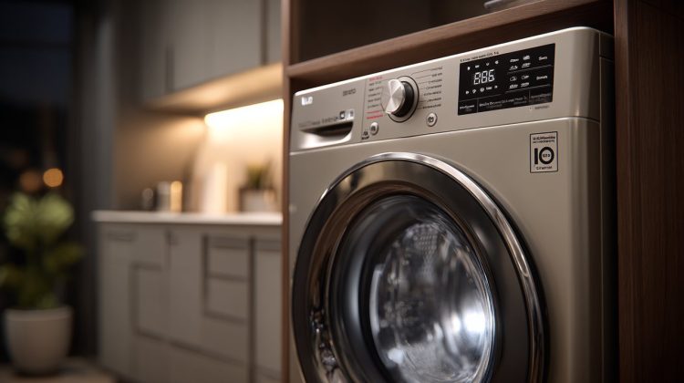 Sleek wash-dry combo unit in a compact apartment