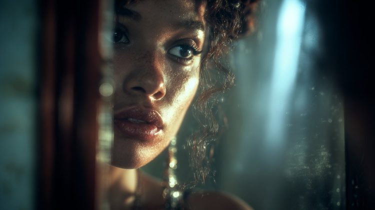 Person looking into a mirror reflecting future potential