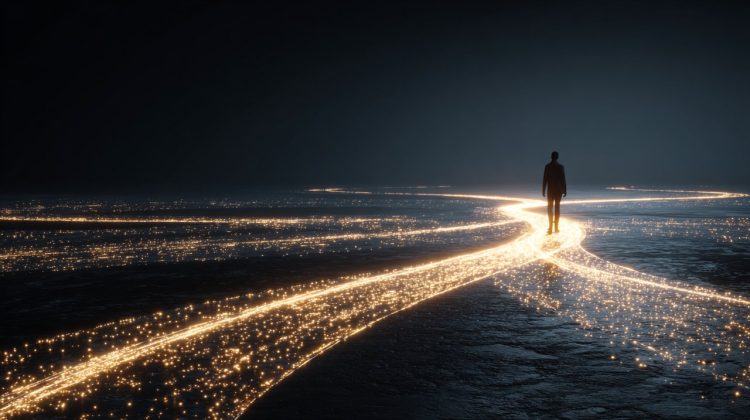 Person at crossroads, choosing guidance