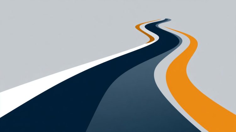 A minimalist illustration of a crossroads, symbolizing the decision between fixed-rate and adjustable-rate mortgages.