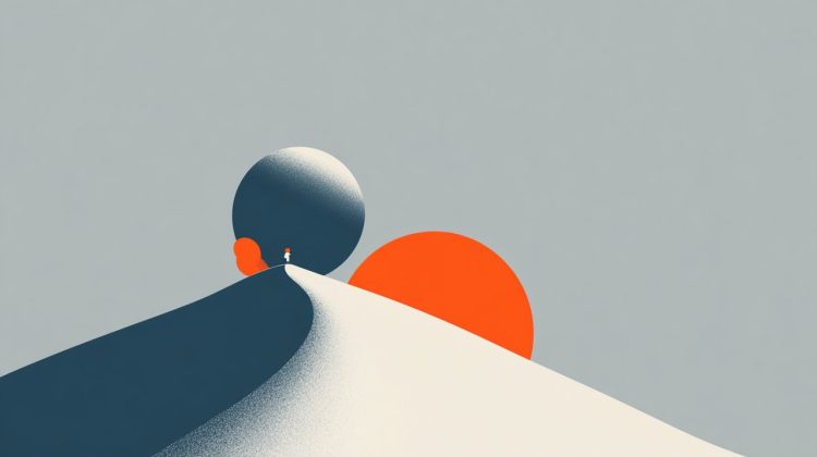 A minimalist illustration of a snowball effect, symbolizing compounding interest and its long-term impact on debt.