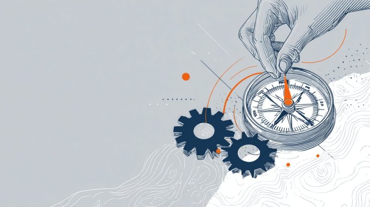An illustration of a financial compass being calibrated for a long journey, symbolizing precise mortgage calculation.