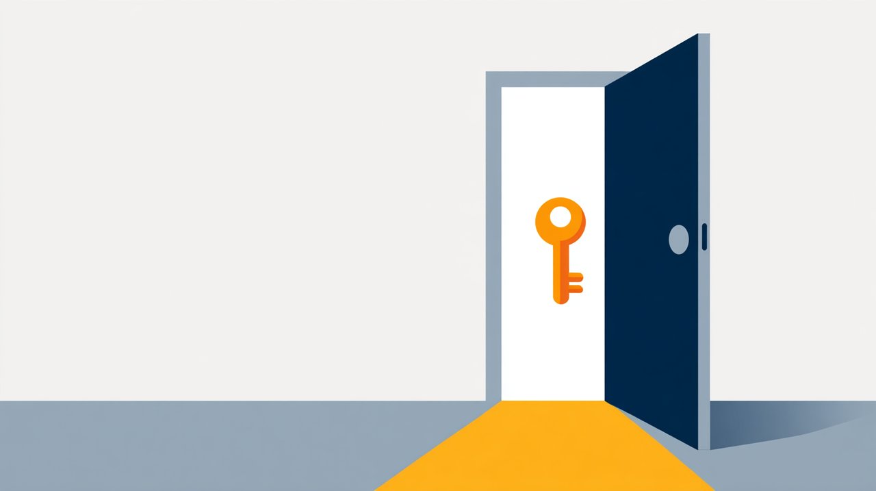 A minimalist illustration of a key unlocking a door, symbolizing a strong credit score as the gateway to favorable mortgage terms.