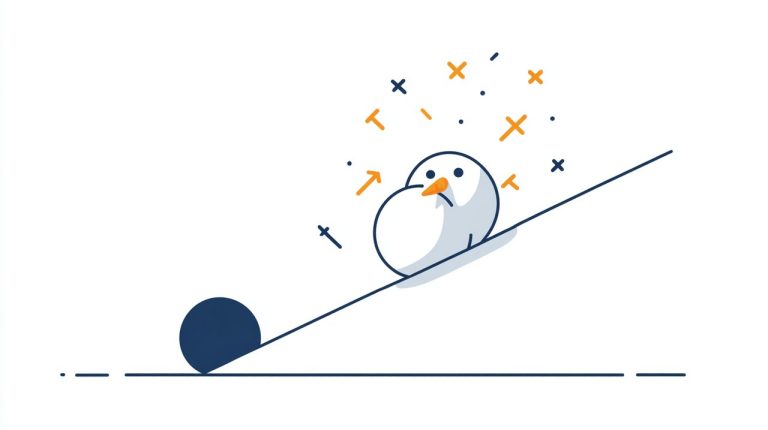 A minimalist flat illustration of a snowball growing in size as it rolls, symbolizing the compounding effect of small extra mortgage payments leading to faster repayment and significant savings, text-free.