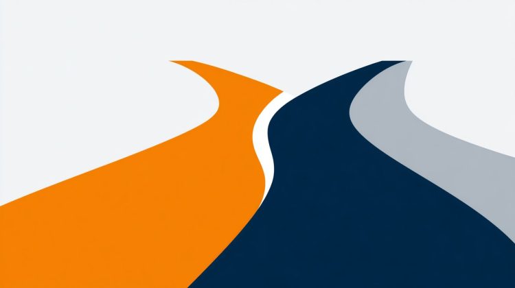 An isometric vector graphic showing two diverging paths representing different loan scenarios (15-year vs 30-year), leading to a home with different total costs, text-free.