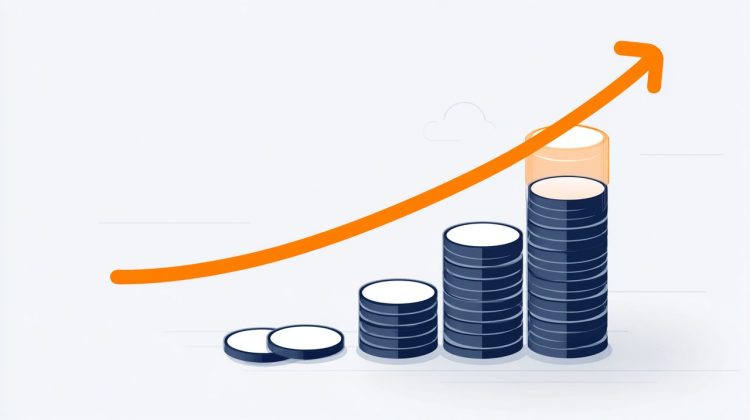 A minimalist illustration depicting the growth of compounding interest over time, showing magnified savings.