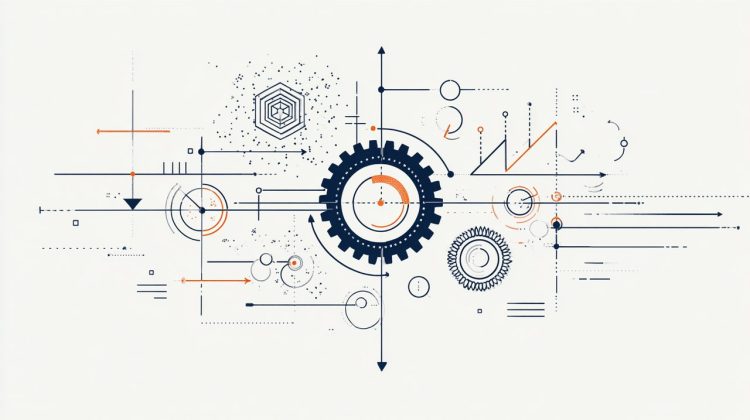 A minimalist flat illustration depicting the complex and dynamic nature of mortgage cost assessment, with various interconnected financial elements and arrows indicating constant flux.