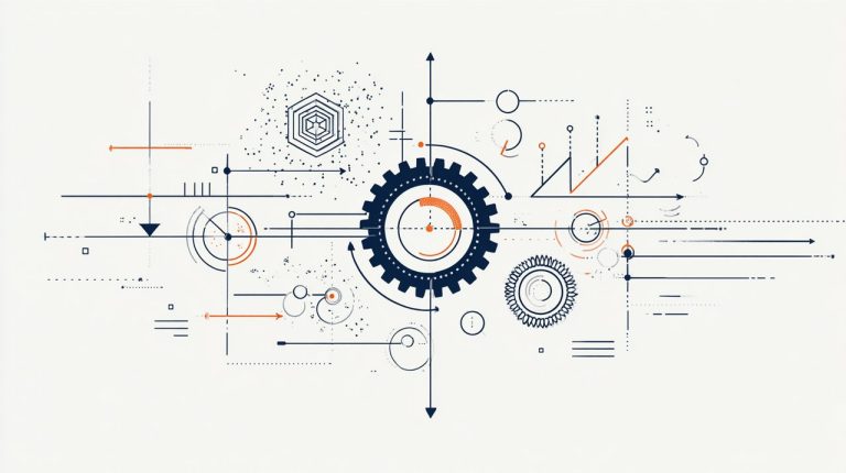 A minimalist flat illustration depicting the complex and dynamic nature of mortgage cost assessment, with various interconnected financial elements and arrows indicating constant flux.