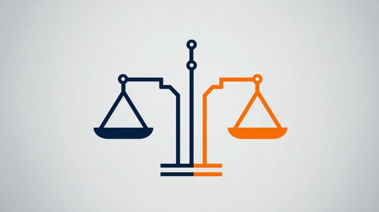 A minimalist flat illustration depicting a set of balanced scales, with two distinct pathways or choices branching out from the center, symbolizing financial trade-offs. One path is highlighted in orange, representing an optimized choice, text-free.