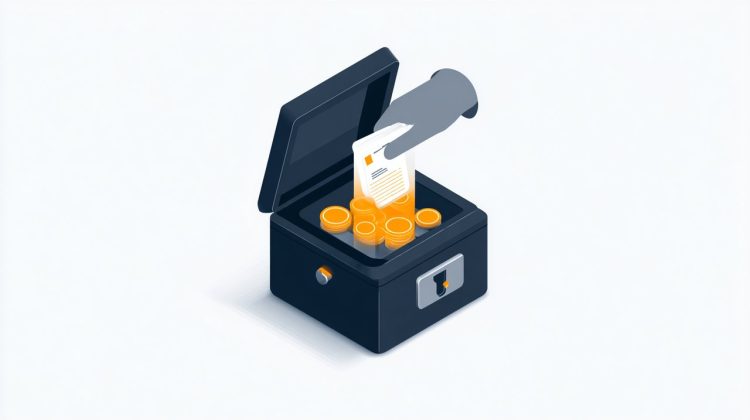 A minimalist flat illustration of a stylized 'black box' being opened, revealing simplified, interconnected financial components inside. A bright orange light emanates from within, symbolizing clarity, text-free.