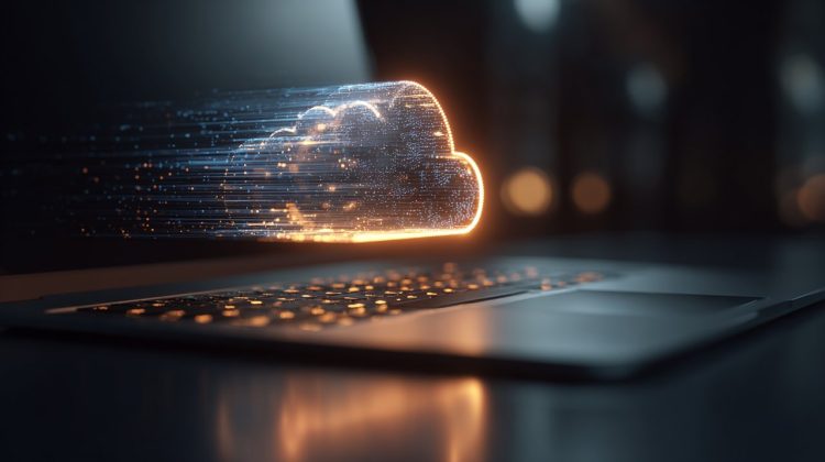 Abstract representation of data synchronization between a device and cloud servers.