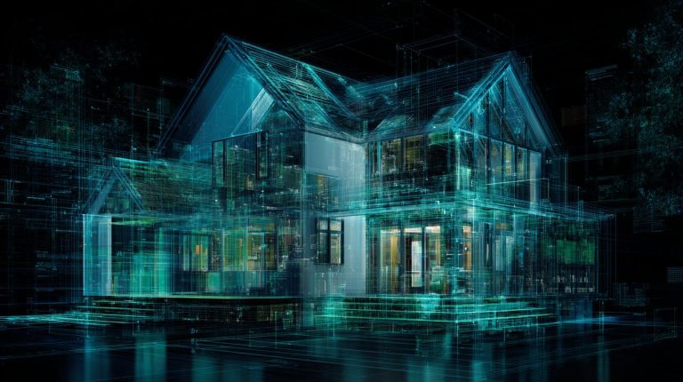 A stylized, glowing X-ray vision effect overlaying a complex financial graph or a blueprint of a house, conveying transparency, insight, and deep analysis of hidden financial layers.