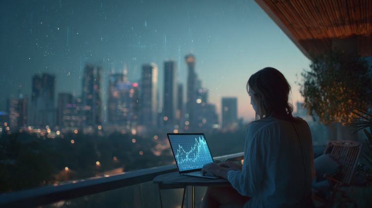 A person working remotely from a different city, symbolizing geographic mobility and financial freedom.