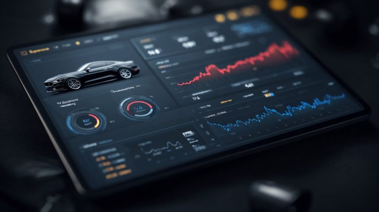 A sleek digital dashboard displaying aggregated car financial data.
