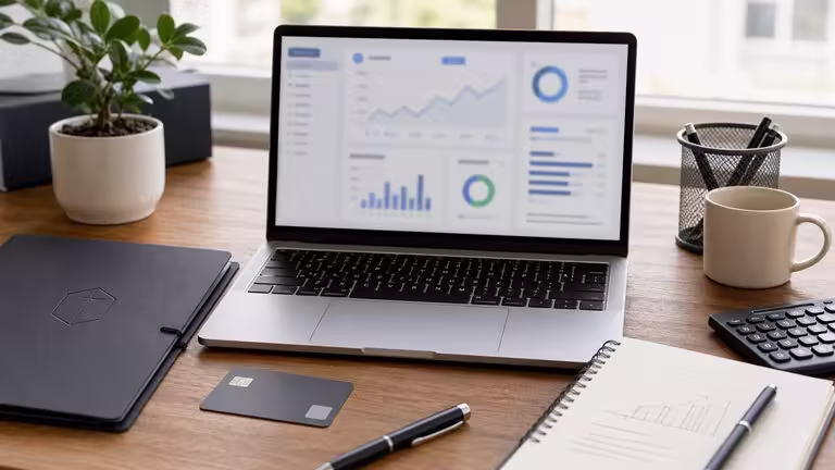 Laptop dashboard and payment card representing Wise Business, Stripe, and UK LTD payout setup