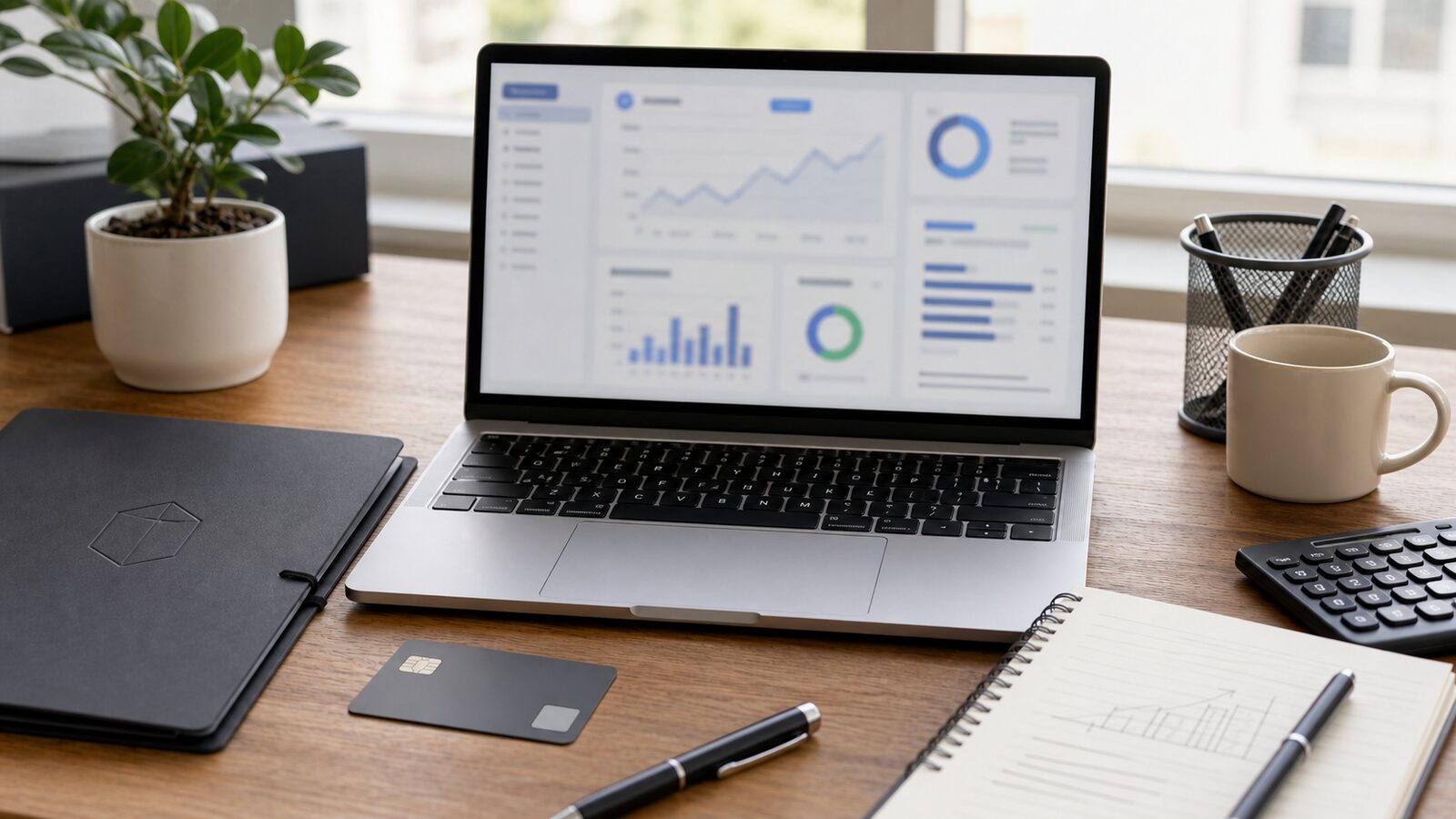 Laptop dashboard and payment card representing Wise Business, Stripe, and UK LTD payout setup